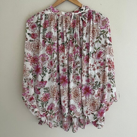 JOHNNY WAS "Isla" Jade Pink & Cream Blouse XS: NWOT!! (Runs VERY LARGE: P2P: 32" - Picture 2 of 10